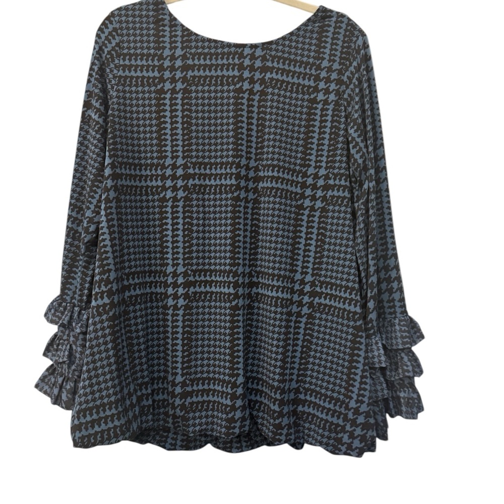 Philosophy Black and Blue Houndstooth Blouse